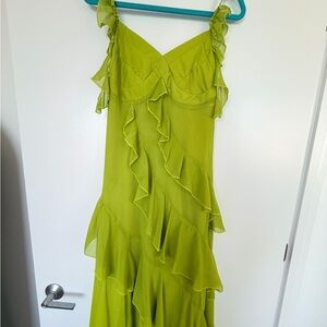 Elegant Green Ruffle Dress